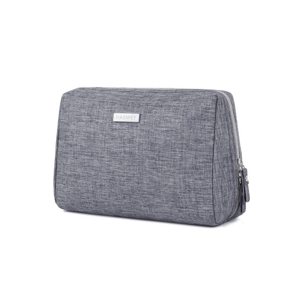 Stripe White Fabric Tote Cosmetic Bag – Image 2