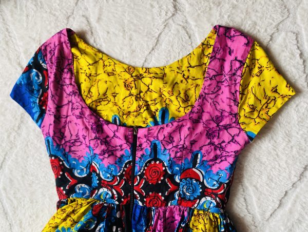 Robe tissu pagne multicolore – Image 2