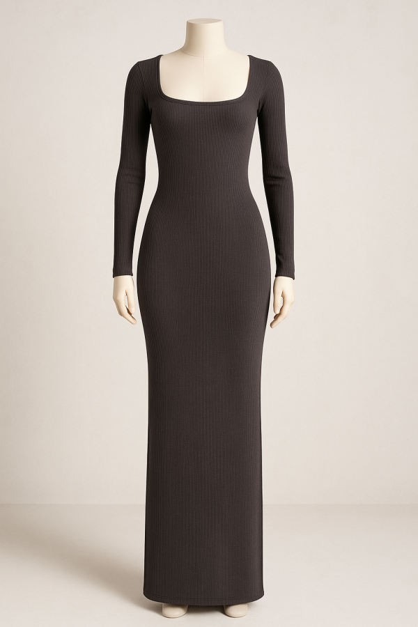 Robe moulante longue noire – Image 2