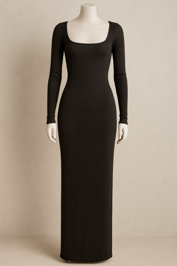 Robe moulante longue noire