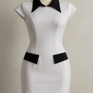 Petite robe blanche col en daim