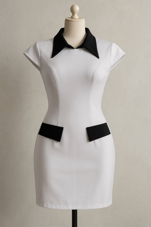 Petite robe blanche col en daim