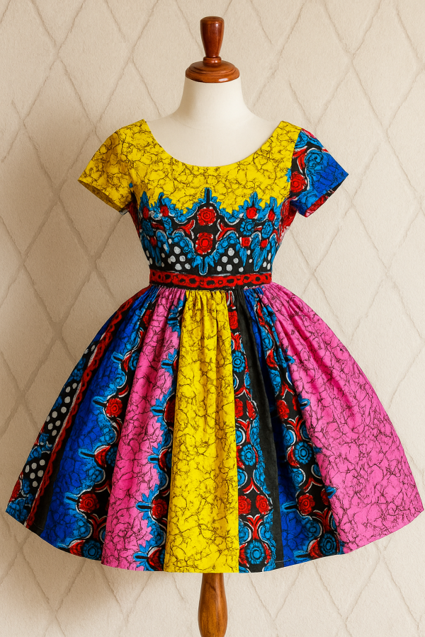 Robe tissu pagne multicolore