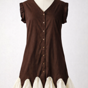 Robe marron et blanche
